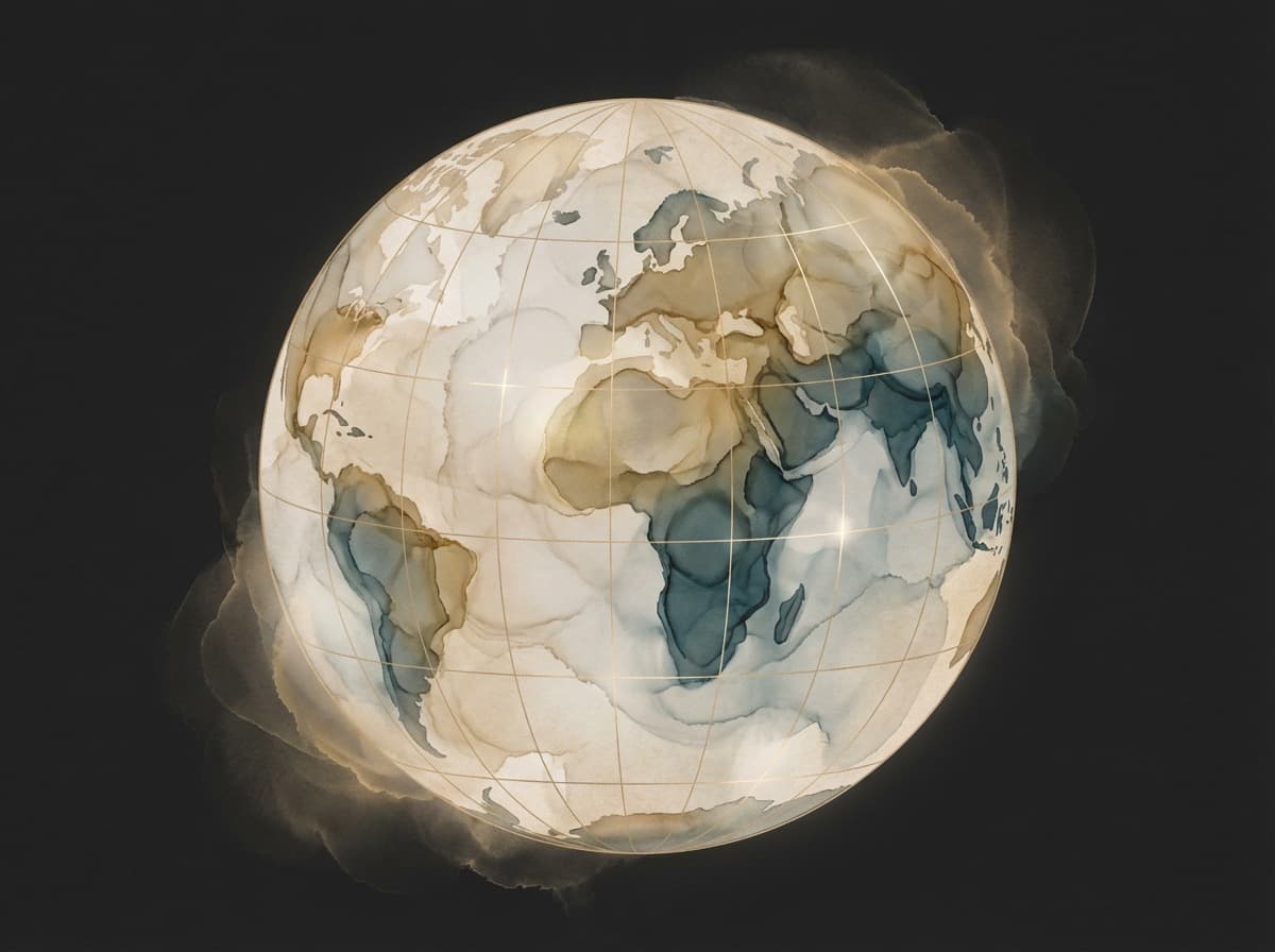 Abstract watercolor globe representing worldwide reach